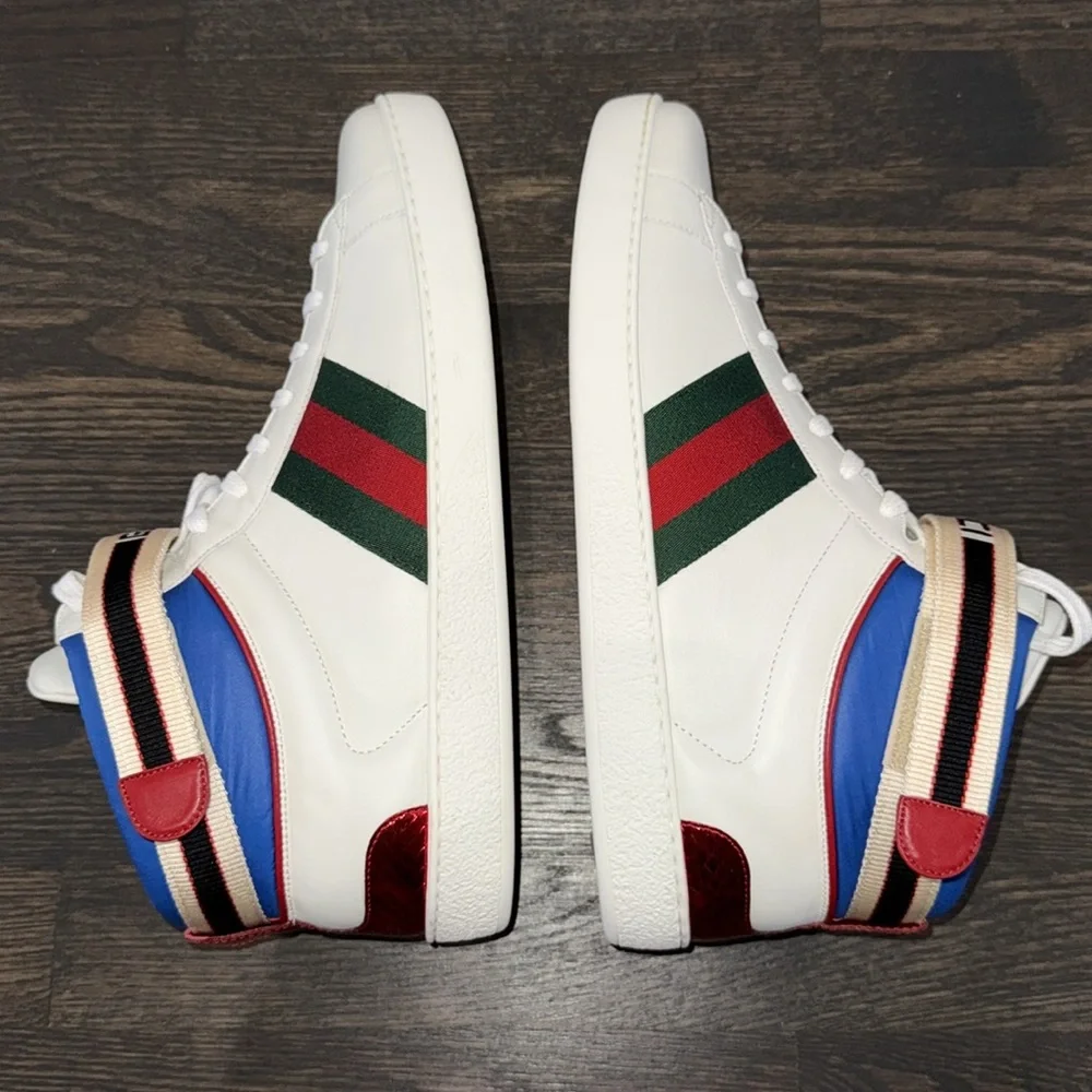 Gucci Leather Ace Stripe High Top Sneaker-523472-Authentic-NIB